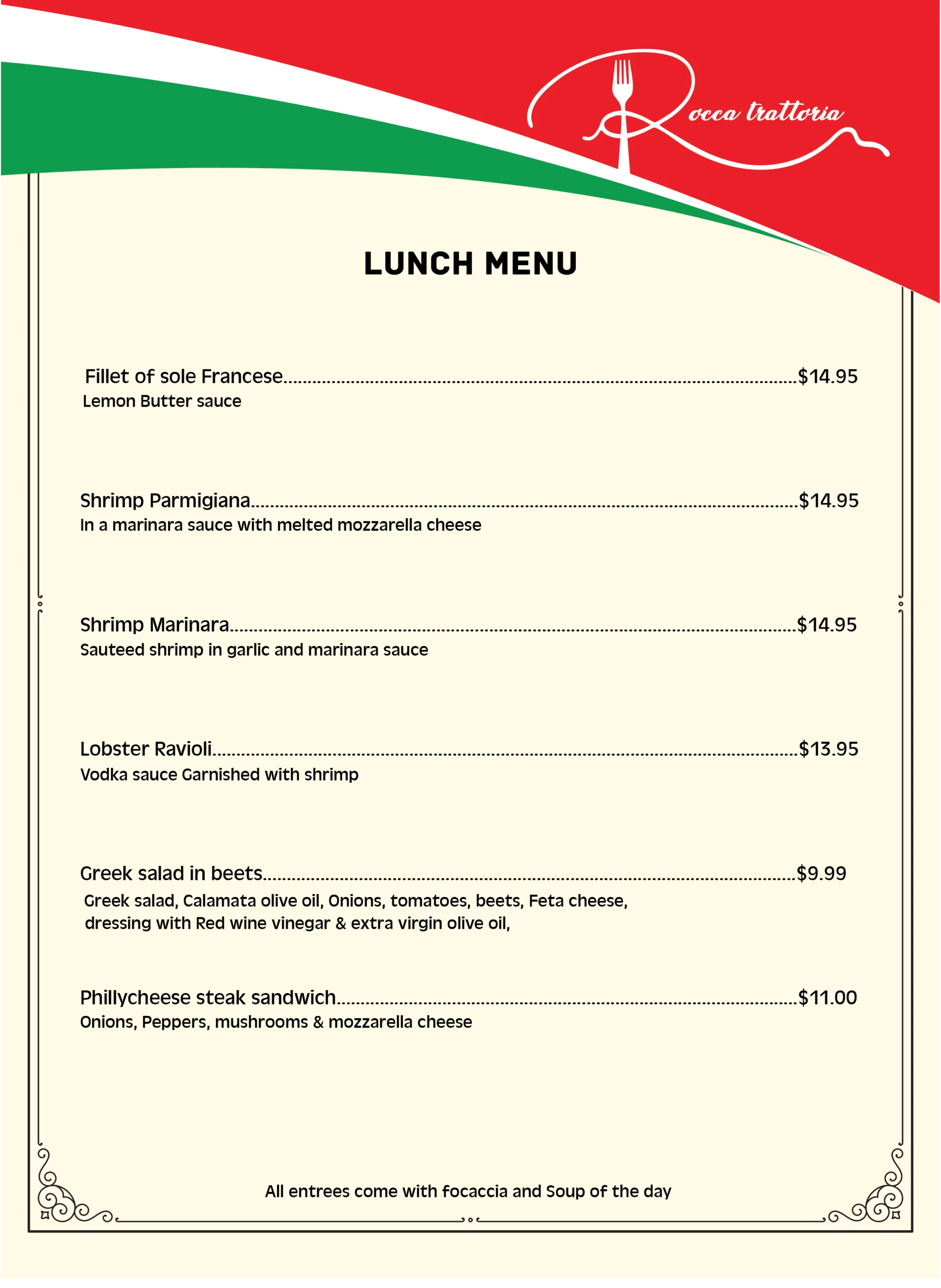 lunch menu